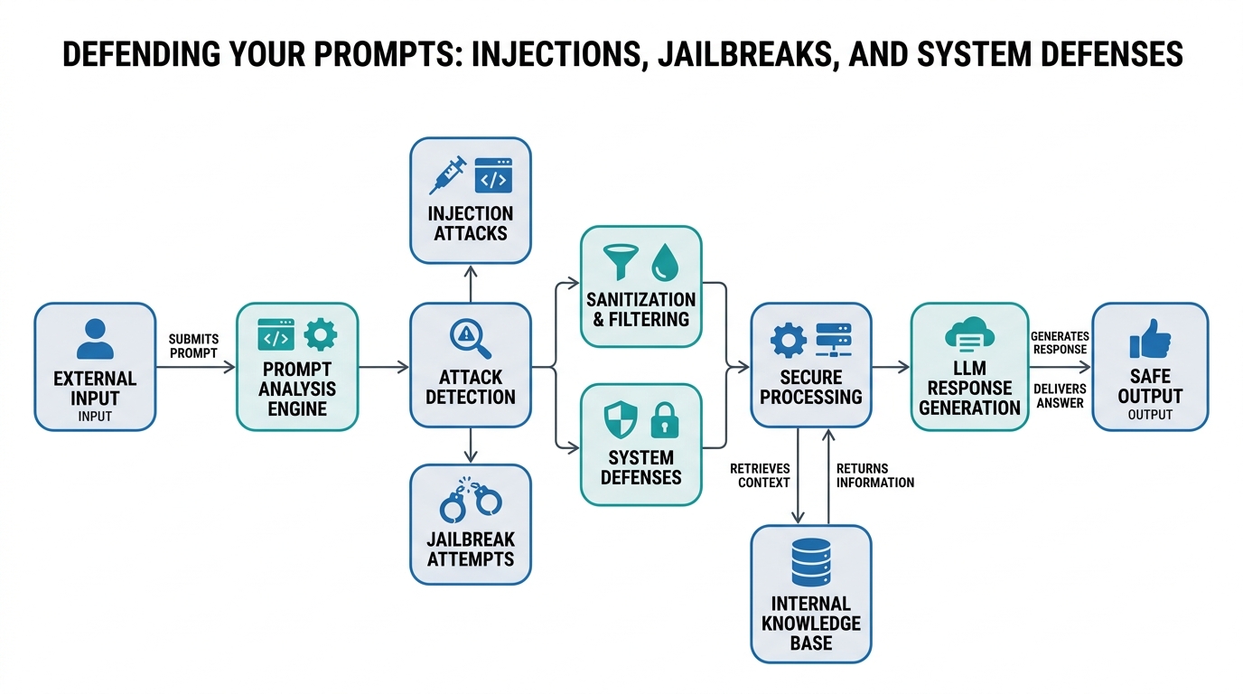 Defending Your Prompts: Injections, Jailbreaks, and System Defenses